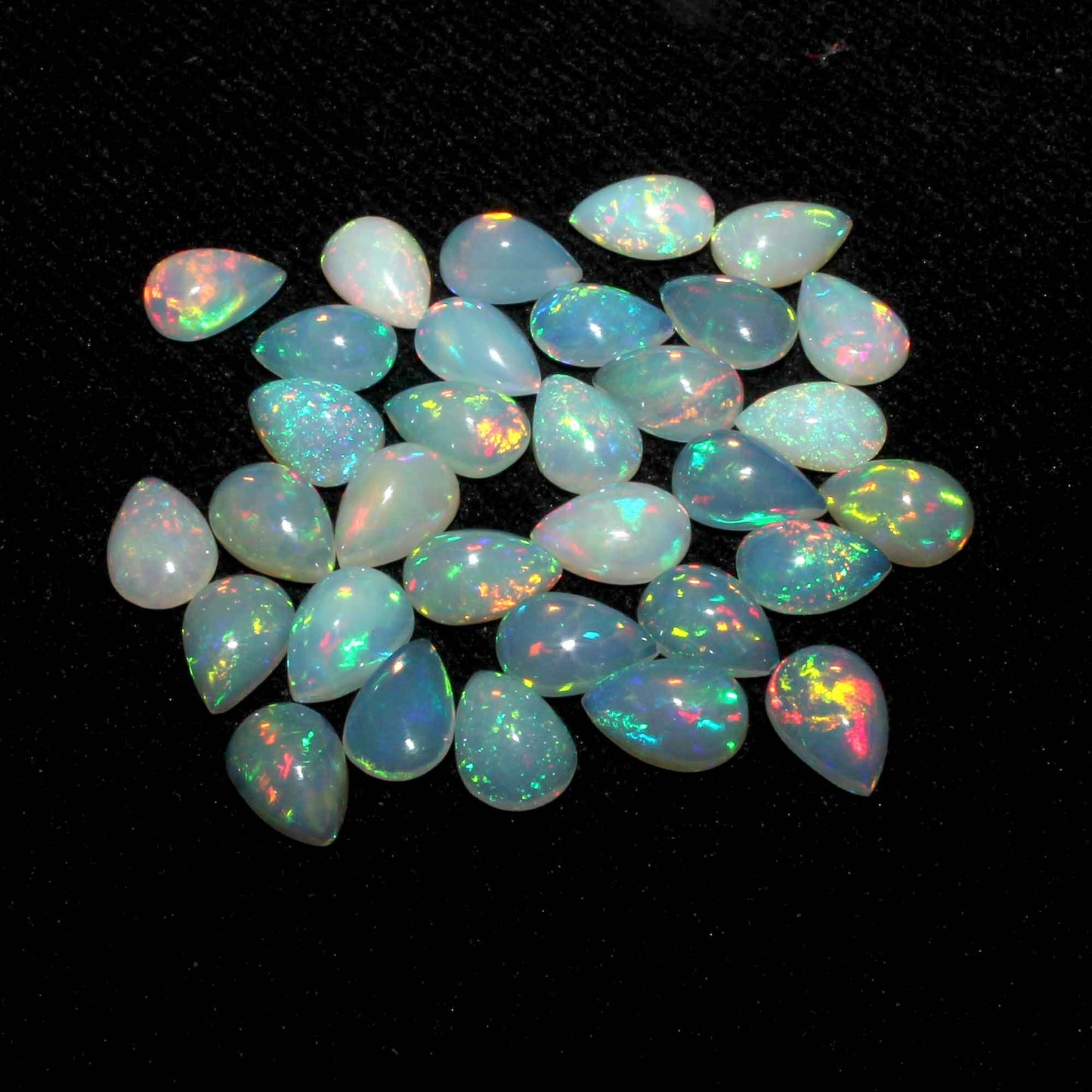 Natural Multi Color Fire Ethiopian Opal 6x8 mm Pear Cabochon, Natural Ethiopian Opal Multi Fire Opal Cabochon, Loose Opal Cabochon Gemstone. (Natural)