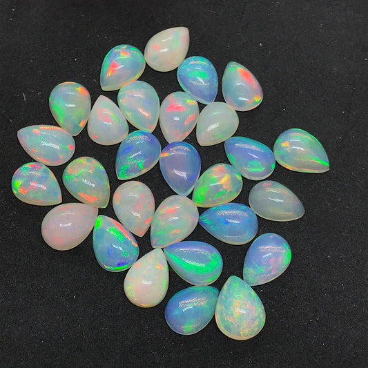 Amazing Ethiopian Opal 7x9 mm Pear Cabochon, Natural Ethiopian Opal Multi Fire Opal Cabochon, Loose Opal Cabochon Gemstone. (Natural)