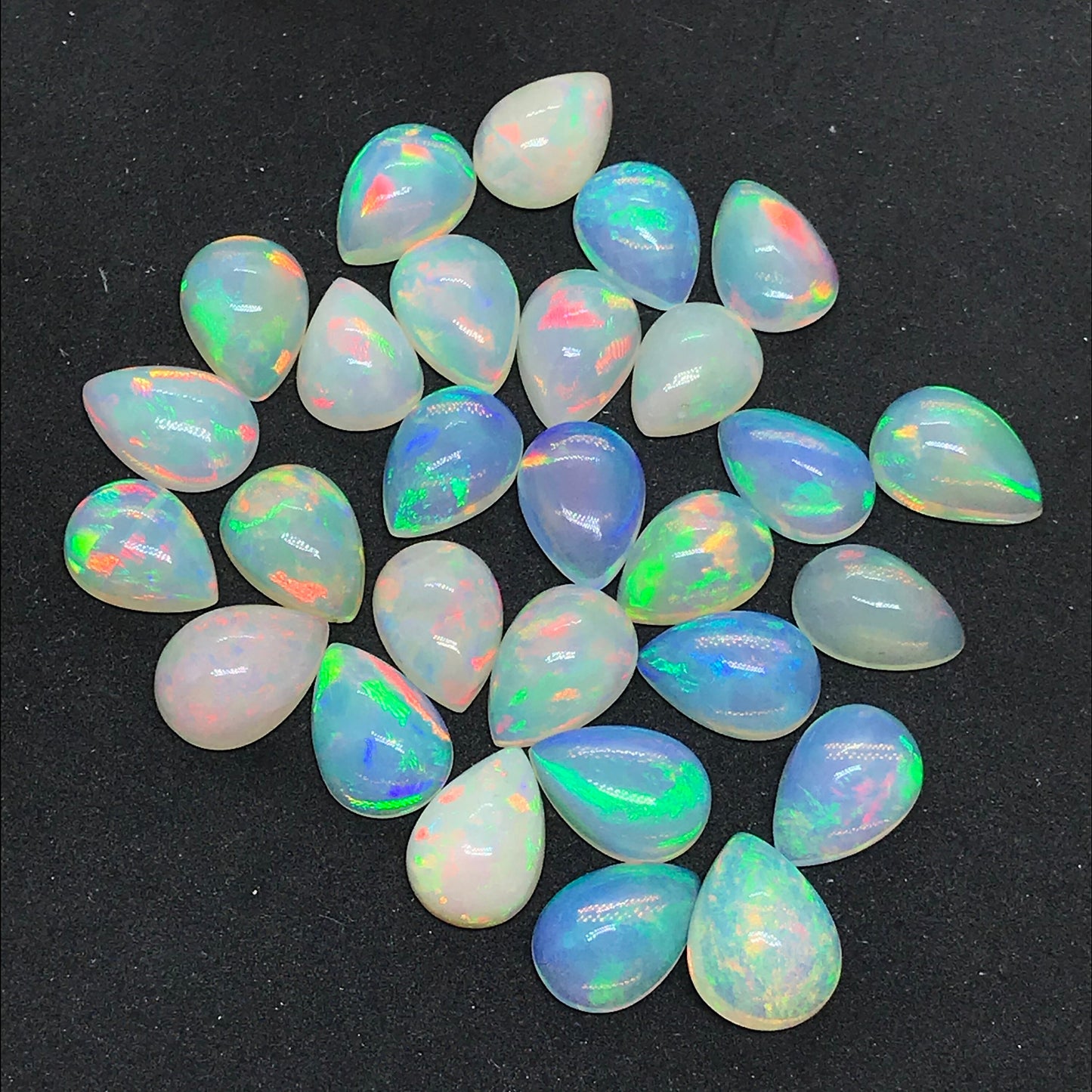 Amazing Ethiopian Opal 7x9 mm Pear Cabochon, Natural Ethiopian Opal Multi Fire Opal Cabochon, Loose Opal Cabochon Gemstone. (Natural)