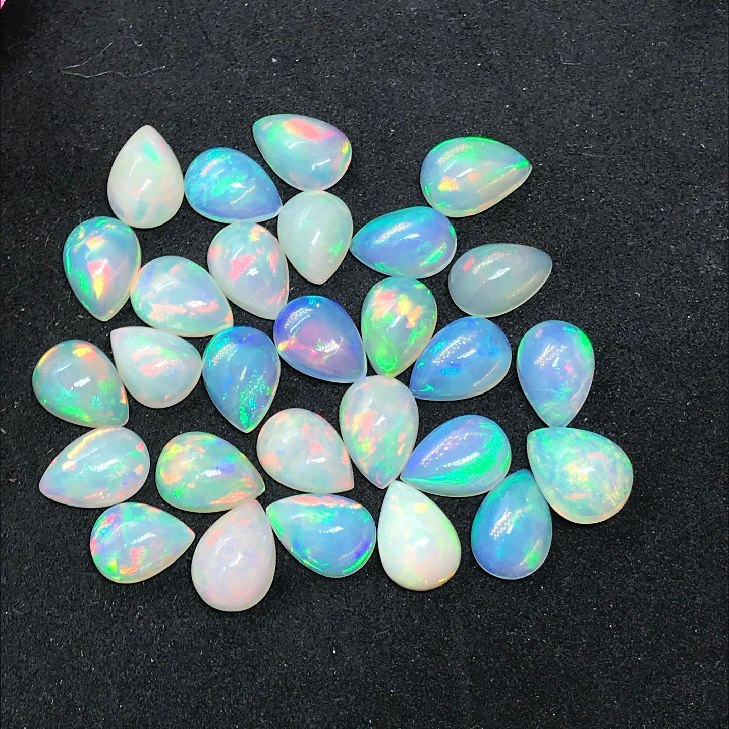 Amazing Ethiopian Opal 7x9 mm Pear Cabochon, Natural Ethiopian Opal Multi Fire Opal Cabochon, Loose Opal Cabochon Gemstone. (Natural)