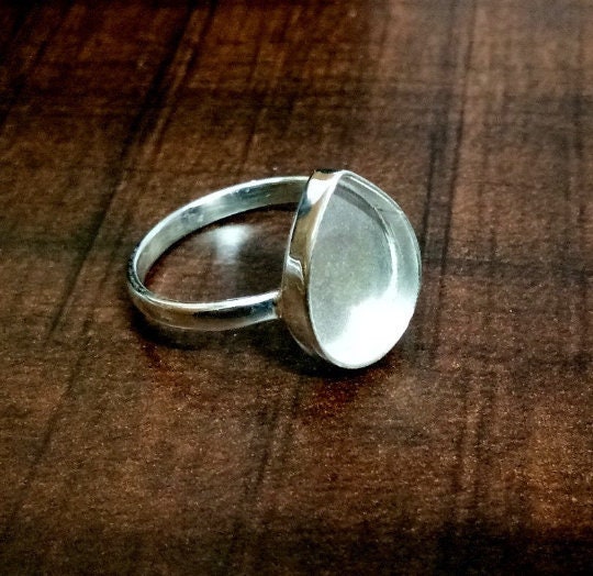 925 Sterling Silver Handmade Bezel Ring Setting, For Pear Shape Gemstone, Blank Ring Setting, Bezel Ring Setting Cup, Bezel For Resin(7X10) Pear Shape