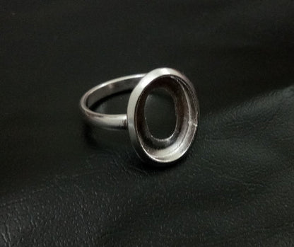 925 Sterling Silver Oval Shape Thick Bezel Ring Blank Bezel Setting, Blank Ring Base, Back Side Open, Bezel For Resin Work(6X8) Oval Shape