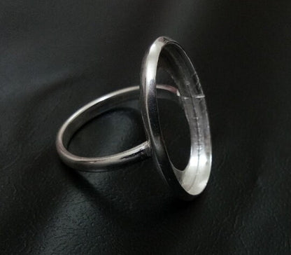 925 Sterling Silver Oval Shape Thick Bezel Ring Blank Bezel Setting, Blank Ring Base, Back Side Open, Bezel For Resin Work(6X8) Oval Shape
