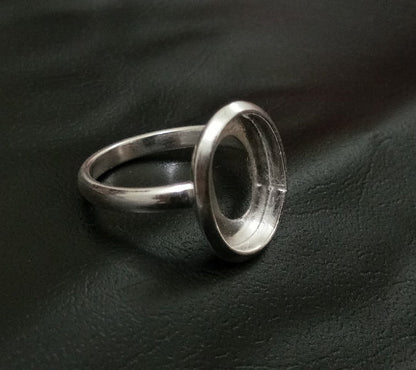 925 Sterling Silver Oval Shape Thick Bezel Ring Blank Bezel Setting, Blank Ring Base, Back Side Open, Bezel For Resin Work(6X8) Oval Shape