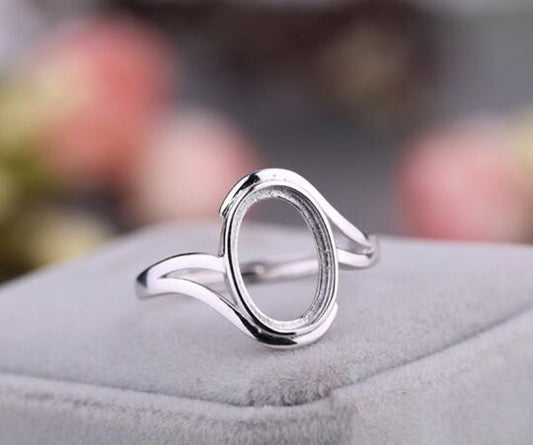 925 Sterling Silver Oval Shape Handcrafted Bezel Ring Blank Bezel Setting, Blank Ring Base, Back Side Open,Bezel For Resin(8x10) Oval Shape