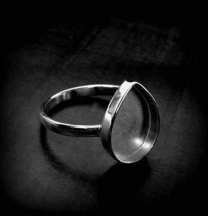 925 Sterling Silver Handmade Bezel Ring Setting, For Pear Shape Gemstone, Blank Ring Setting, Bezel Ring Setting Cup, Bezel For Resin(7X10) Pear Shape