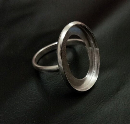 925 Sterling Silver Oval Shape Thick Bezel Ring Blank Bezel Setting, Blank Ring Base, Back Side Open, Bezel For Resin Work(6X8) Oval Shape