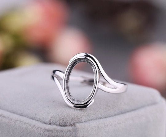 925 Sterling Silver Oval Shape Handcrafted Bezel Ring Blank Bezel Setting, Blank Ring Base, Back Side Open,Bezel For Resin(8x10) Oval Shape