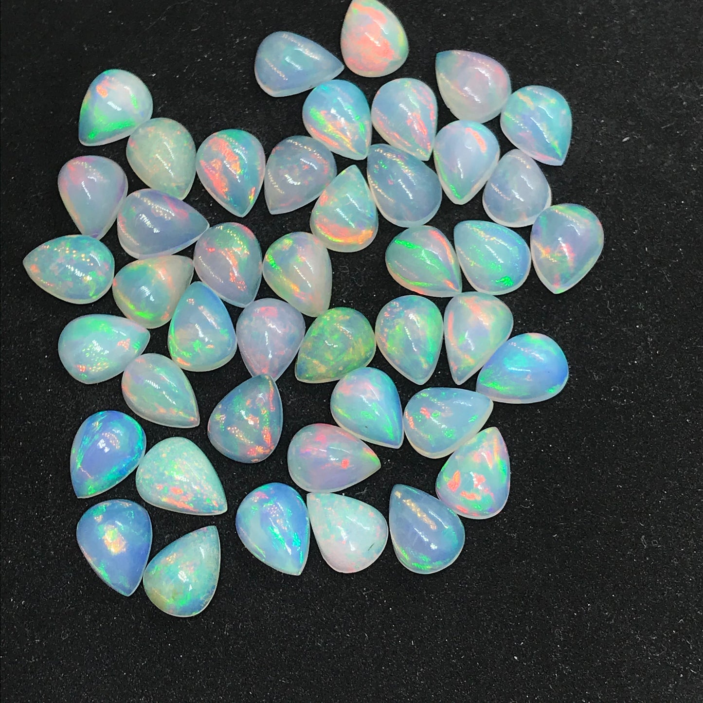 Top Quality Ethiopian Opal 8x12 mm Pear Cabochon, Natural Ethiopian Opal Multi Fire Opal Cabochon, Loose Opal Cabochon Gemstone. (Natural)