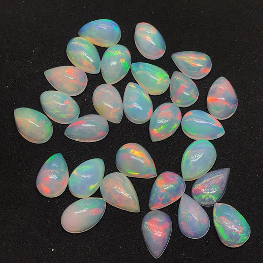 Natural Multi Color Fire Ethiopian Opal 6x9 mm Pear Cabochon, Natural Ethiopian Opal Multi Fire Opal Cabochon, Loose Opal Cabochon Gemstone. (Natural)