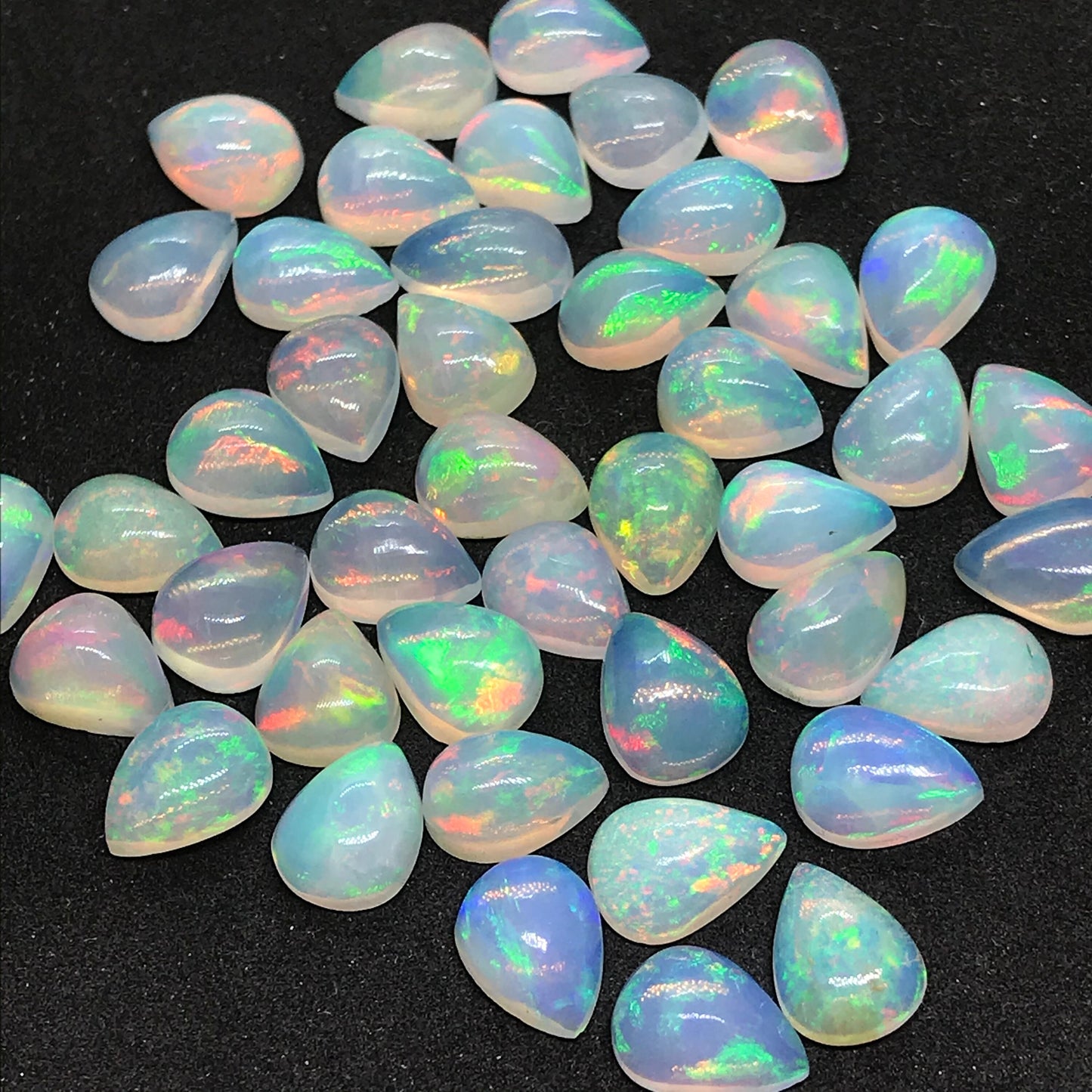 Fabulous Ethiopian Opal 7x10 mm Pear Cabochon, Natural Ethiopian Opal Multi Fire Opal Cabochon, Loose Opal Cabochon Gemstone. (Natural)