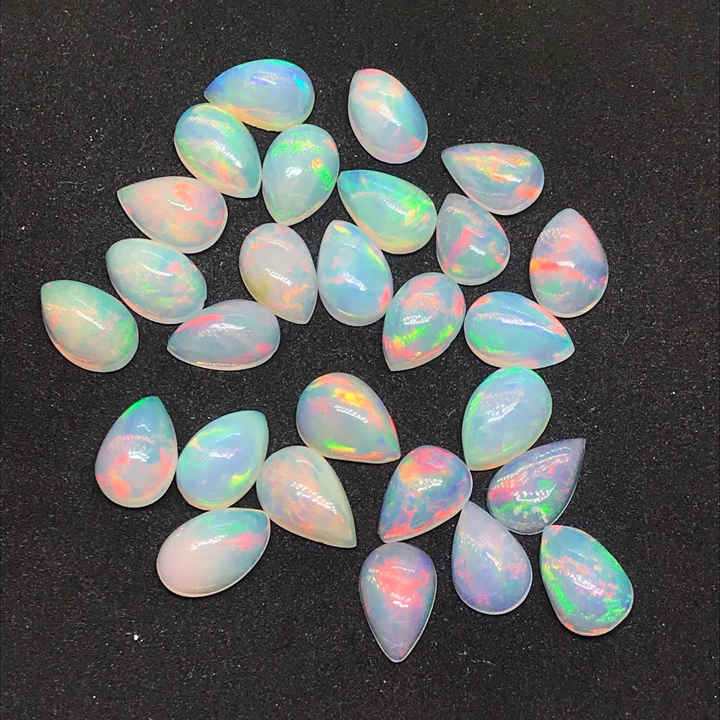 Natural Multi Color Fire Ethiopian Opal 6x9 mm Pear Cabochon, Natural Ethiopian Opal Multi Fire Opal Cabochon, Loose Opal Cabochon Gemstone. (Natural)