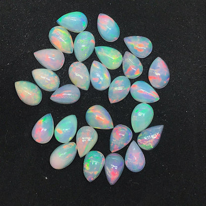 Natural Multi Color Fire Ethiopian Opal 6x9 mm Pear Cabochon, Natural Ethiopian Opal Multi Fire Opal Cabochon, Loose Opal Cabochon Gemstone. (Natural)