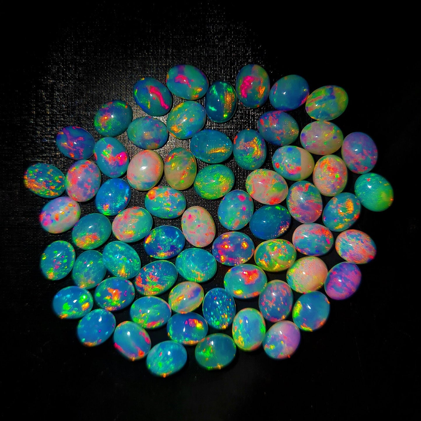 Natural Ethiopian Opal 8x10 mm Oval Gemstone Cabochon, Calibrated Opal Stone, Multi Fire Opal Loose Stone For Jewelry Making. (Natural)