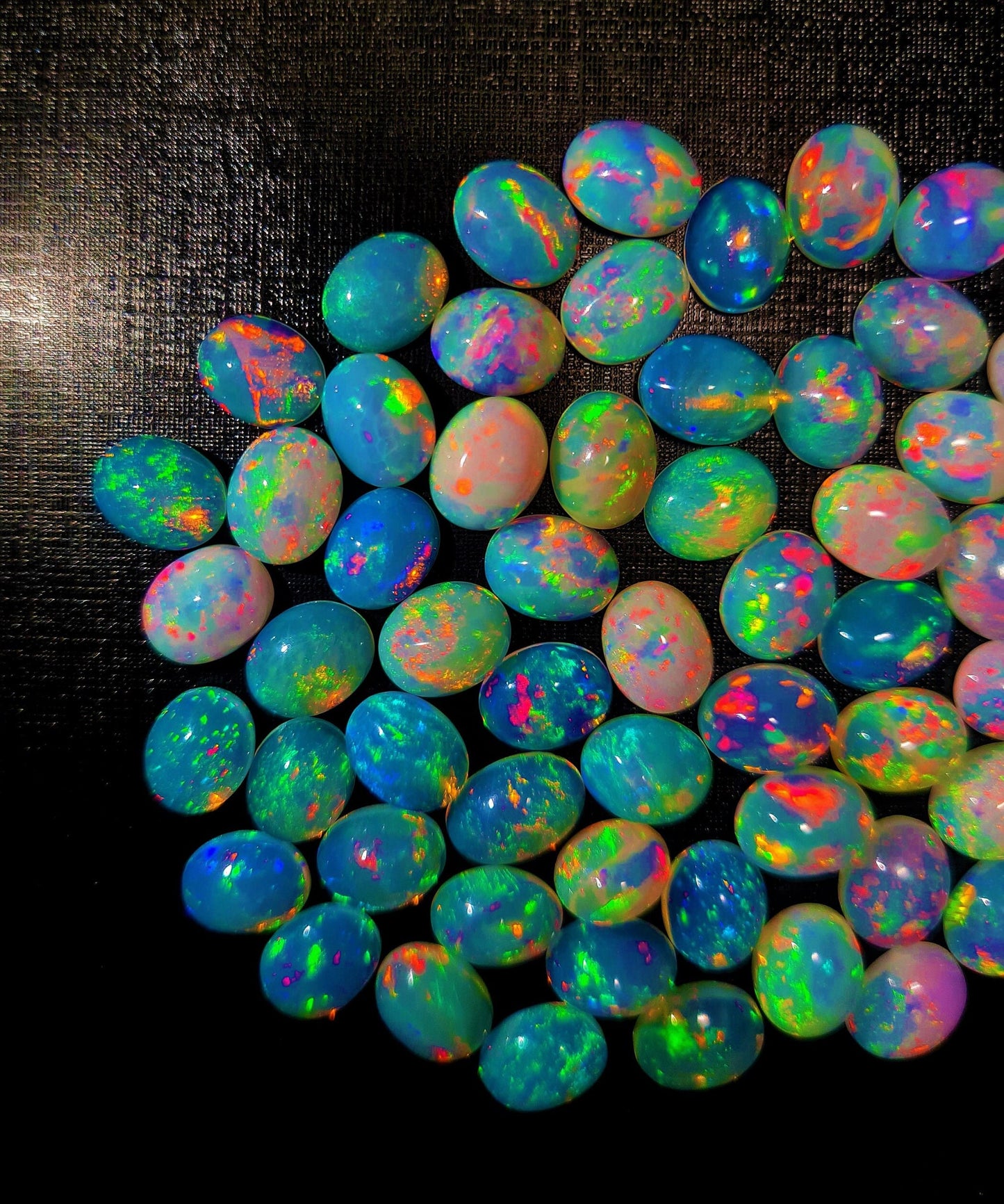 Natural Ethiopian Opal 8x10 mm Oval Gemstone Cabochon, Calibrated Opal Stone, Multi Fire Opal Loose Stone For Jewelry Making. (Natural)