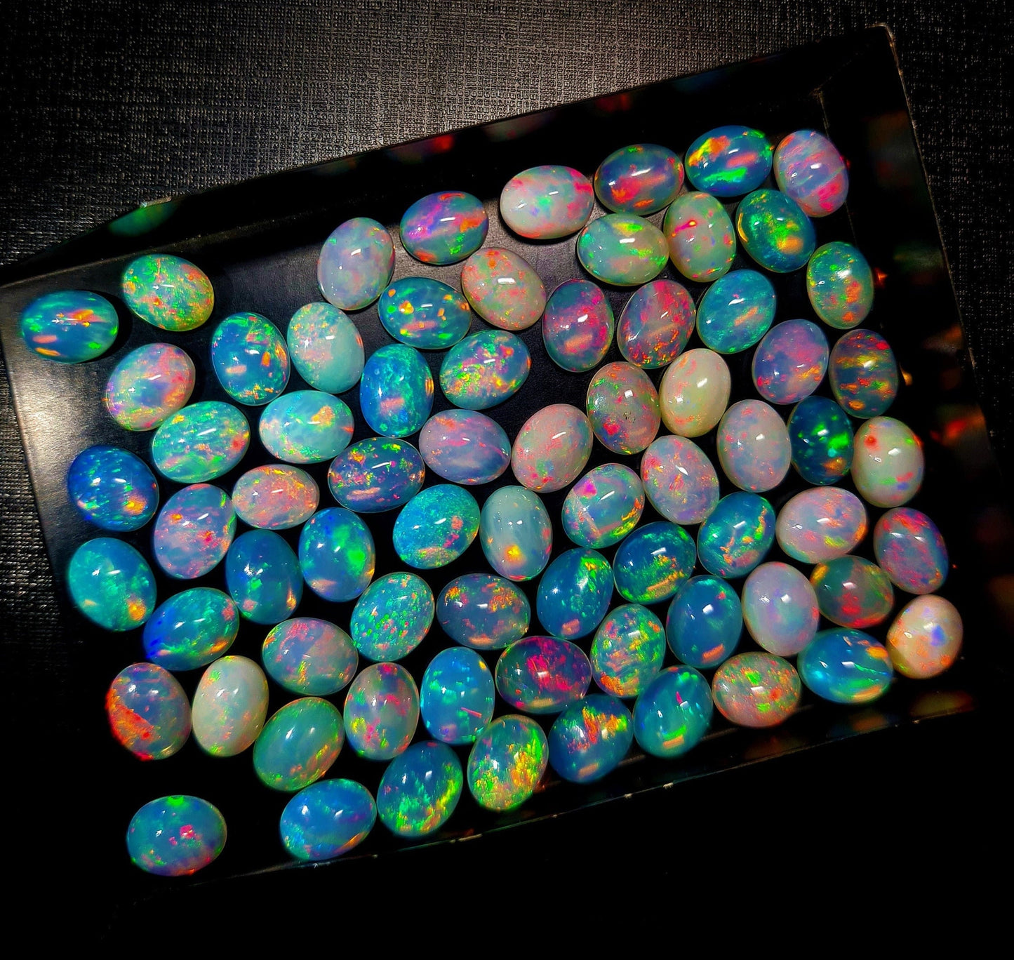 AAA Quality Natural Ethiopian Opal 7x9 mm Oval Gemstone Cabochon, Calibrated Opal Stone, Multi Fire Opal Loose Stone For Jewelry Making. (Natural)