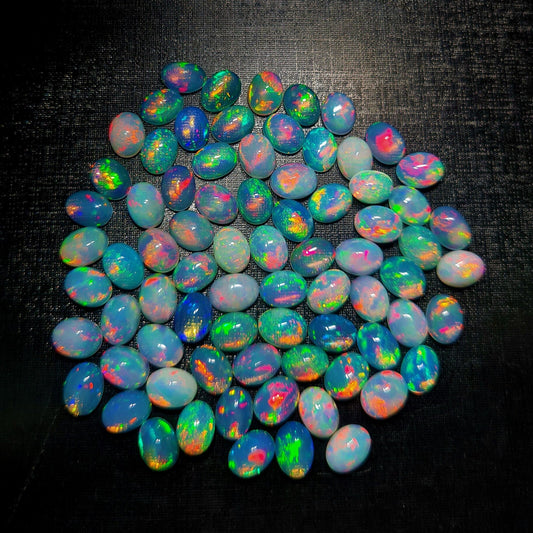 Gorgeous Ethiopian Opal 6x8mm Oval Cabochon, Multi Play Fire Opal Cabs, Ethiopian Wholesale Opal (Natural)