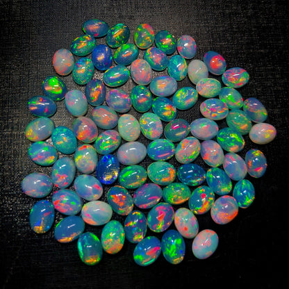 Gorgeous Ethiopian Opal 6x8mm Oval Cabochon, Multi Play Fire Opal Cabs, Ethiopian Wholesale Opal (Natural)