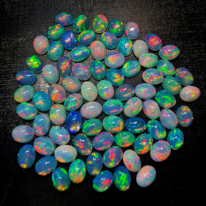 Gorgeous Ethiopian Opal 6x8mm Oval Cabochon, Multi Play Fire Opal Cabs, Ethiopian Wholesale Opal (Natural)