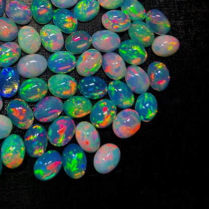 Gorgeous Ethiopian Opal 6x8mm Oval Cabochon, Multi Play Fire Opal Cabs, Ethiopian Wholesale Opal (Natural)