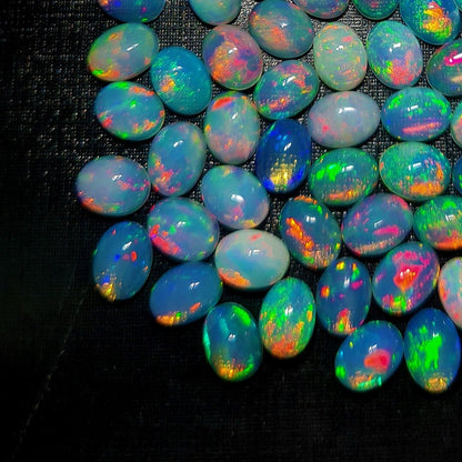 Gorgeous Ethiopian Opal 6x8mm Oval Cabochon, Multi Play Fire Opal Cabs, Ethiopian Wholesale Opal (Natural)
