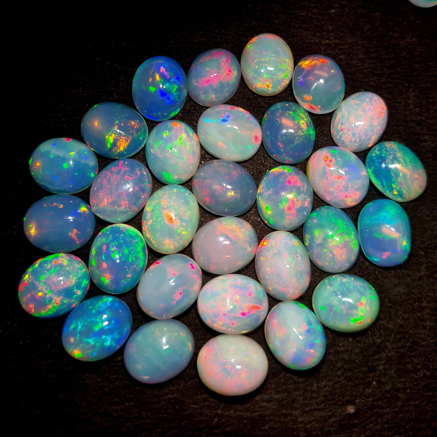 AAA Quality Ethiopian Opal Cabochon, 10x12 mm Oval Shape Opal Cabochon, Natural Ethiopian Opal Multi Fire Opal Cabochon, Loose Opal Cabochon Gemstone. (Natural)