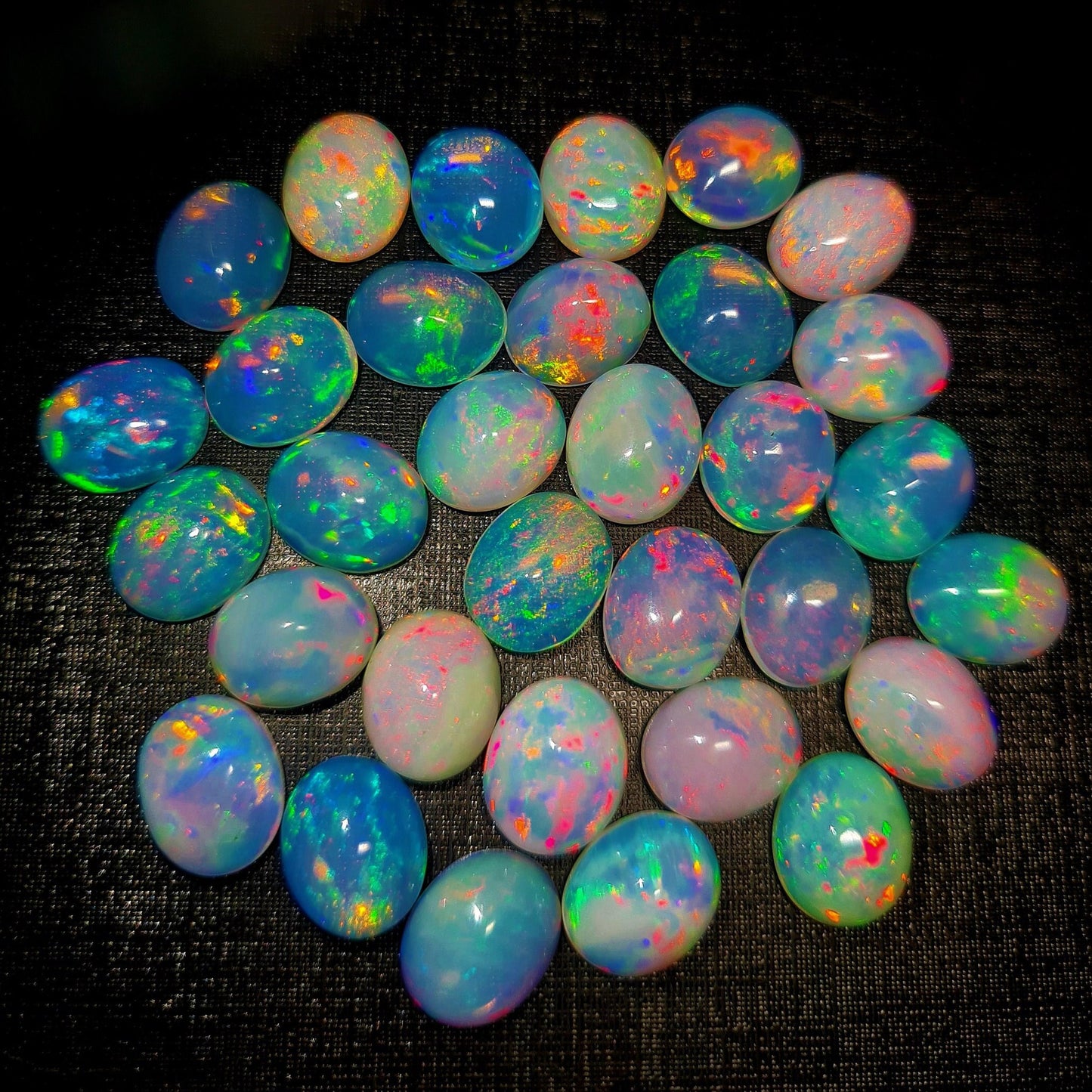 AAA Quality Ethiopian Opal Cabochon, 10x12 mm Oval Shape Opal Cabochon, Natural Ethiopian Opal Multi Fire Opal Cabochon, Loose Opal Cabochon Gemstone. (Natural)