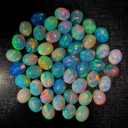 Amazing Multi Play fire Ethiopian Opal 9x11 mm Oval Gemstone Cabochon, Calibrated Opal Stone, Natural Fire Opal Loose Stone For Jewelry Making. (Natural)