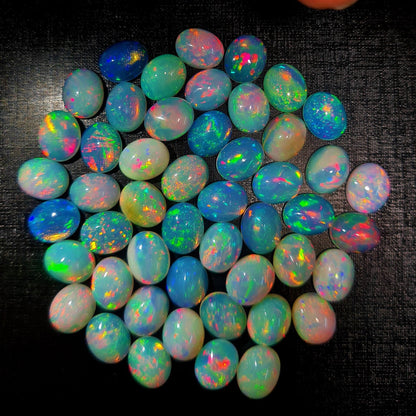 Amazing Multi Play fire Ethiopian Opal 9x11 mm Oval Gemstone Cabochon, Calibrated Opal Stone, Natural Fire Opal Loose Stone For Jewelry Making. (Natural)