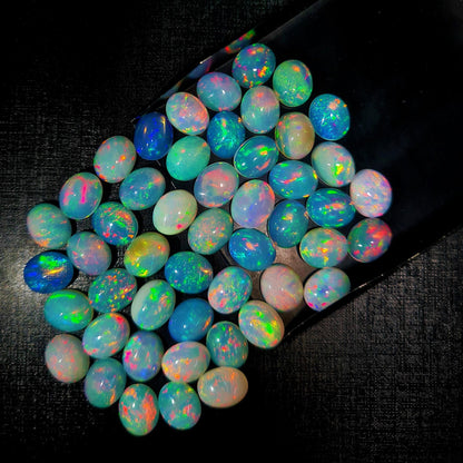 Amazing Multi Play fire Ethiopian Opal 9x11 mm Oval Gemstone Cabochon, Calibrated Opal Stone, Natural Fire Opal Loose Stone For Jewelry Making. (Natural)