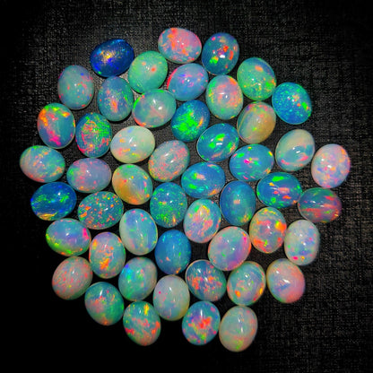 Amazing Multi Play fire Ethiopian Opal 9x11 mm Oval Gemstone Cabochon, Calibrated Opal Stone, Natural Fire Opal Loose Stone For Jewelry Making. (Natural)