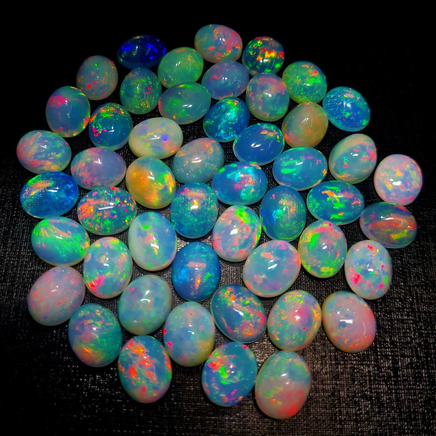 Amazing Multi Play fire Ethiopian Opal 9x11 mm Oval Gemstone Cabochon, Calibrated Opal Stone, Natural Fire Opal Loose Stone For Jewelry Making.