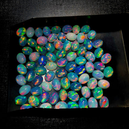 Gorgeous Ethiopian Opal 6x8mm Oval Cabochon, Multi Play Fire Opal Cabs, Ethiopian Wholesale Opal (Natural)