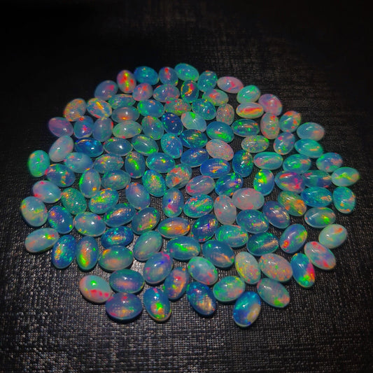 Natural Ethiopian Opal 6X4 mm Oval Cabochon, Rainbow Fire Opal Cabs, Ethiopian Wholesale Opal (Natural)