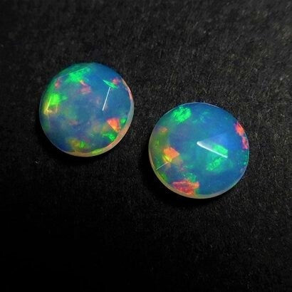 AAA Fire Opal 5 mm Round Cabochon, Natural Ethiopian Opal Gemstone Cabochon, Loose Opal Stone Cabochon For Jewelry