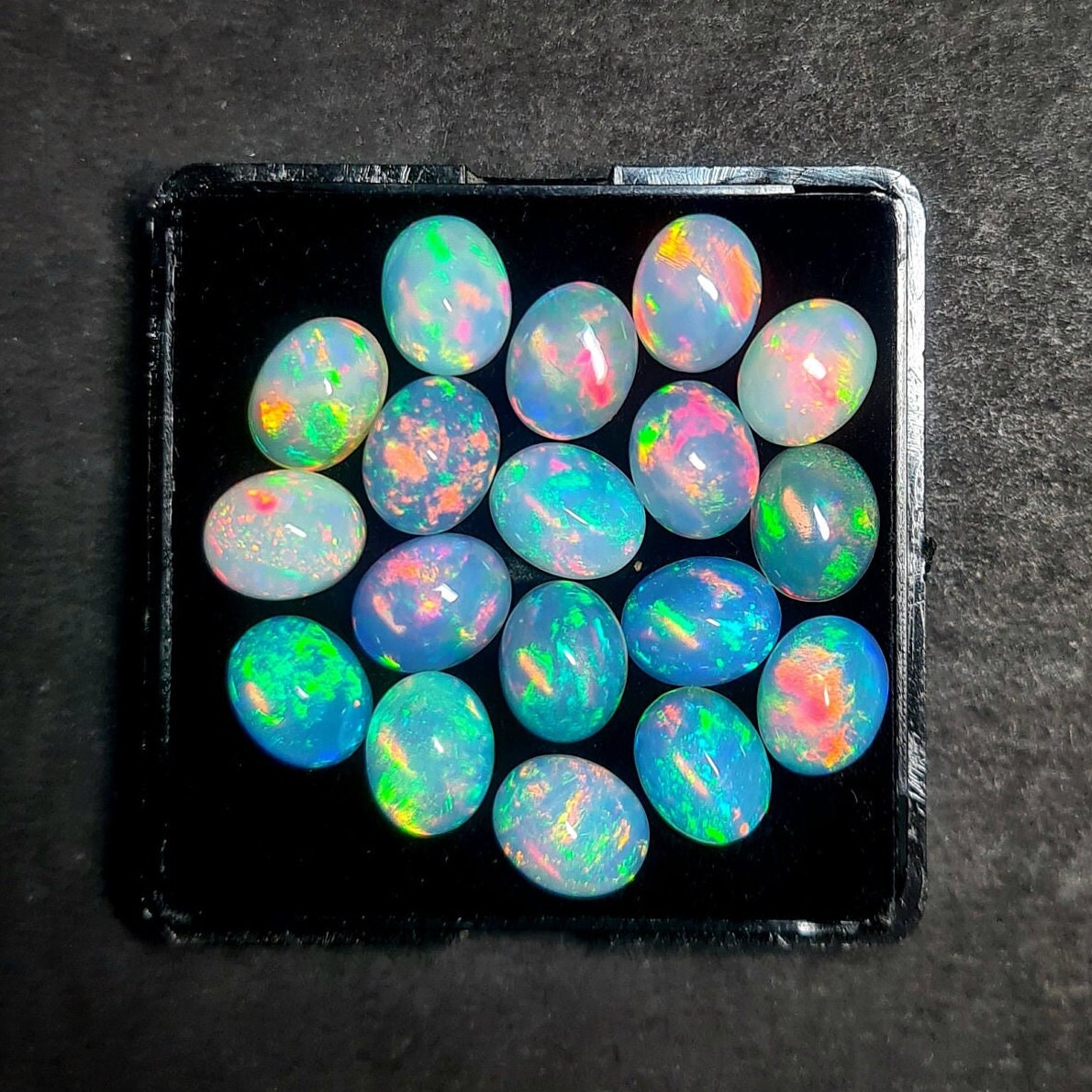 Beautiful Multi Play fire Ethiopian Opal 8x11 mm Oval Gemstone Cabochon, Calibrated Opal Stone, Natural Fire Opal Loose Stone For Jewelry Making.(Natural)