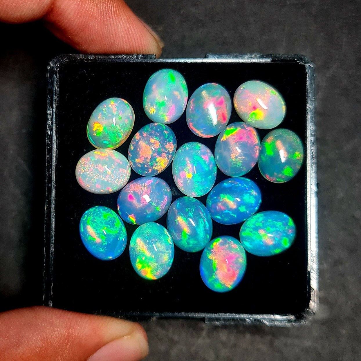 Beautiful Multi Play fire Ethiopian Opal 8x11 mm Oval Gemstone Cabochon, Calibrated Opal Stone, Natural Fire Opal Loose Stone For Jewelry Making.