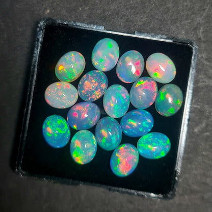 Beautiful Multi Play fire Ethiopian Opal 8x11 mm Oval Gemstone Cabochon, Calibrated Opal Stone, Natural Fire Opal Loose Stone For Jewelry Making.(Natural)