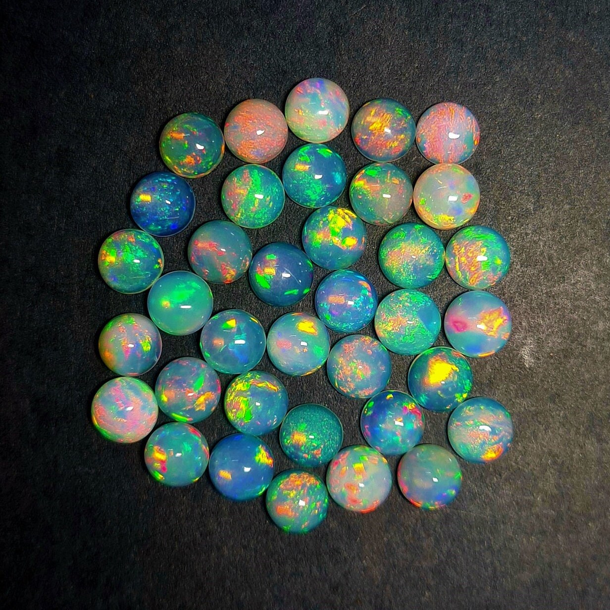 Natural AAA Quality Ethiopian Opal 9 mm Round Cabochon Gemstone, Natural Opal Gemstone For Making Jewelry (Natural)