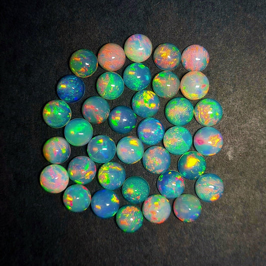 Natural AAA Quality Ethiopian Opal 9 mm Round Cabochon Gemstone, Natural Opal Gemstone For Making Jewelry (Natural)