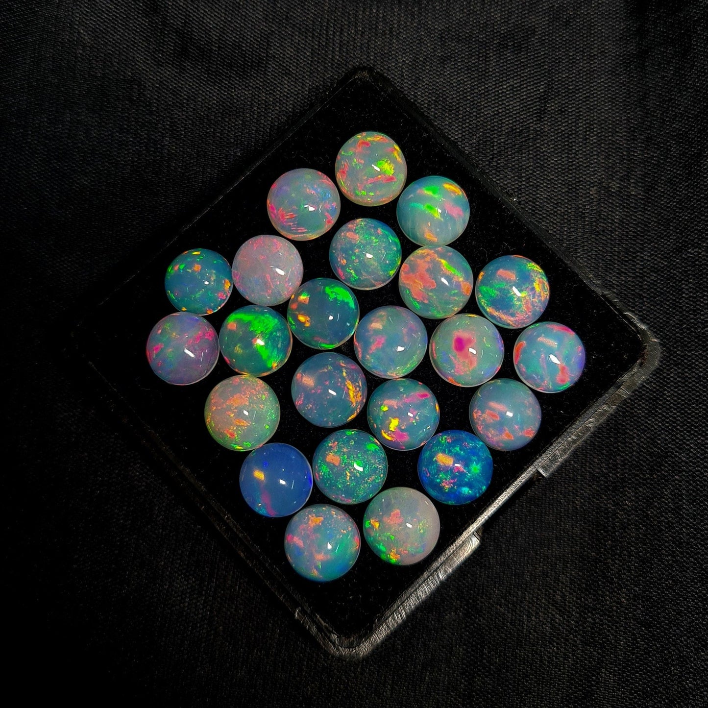 Gorgeous Ethiopian Opal 8 mm Calibrated Round Cabochon, Multi Play Fire High Quality Gemstone, Use for Jewelry (Natural)