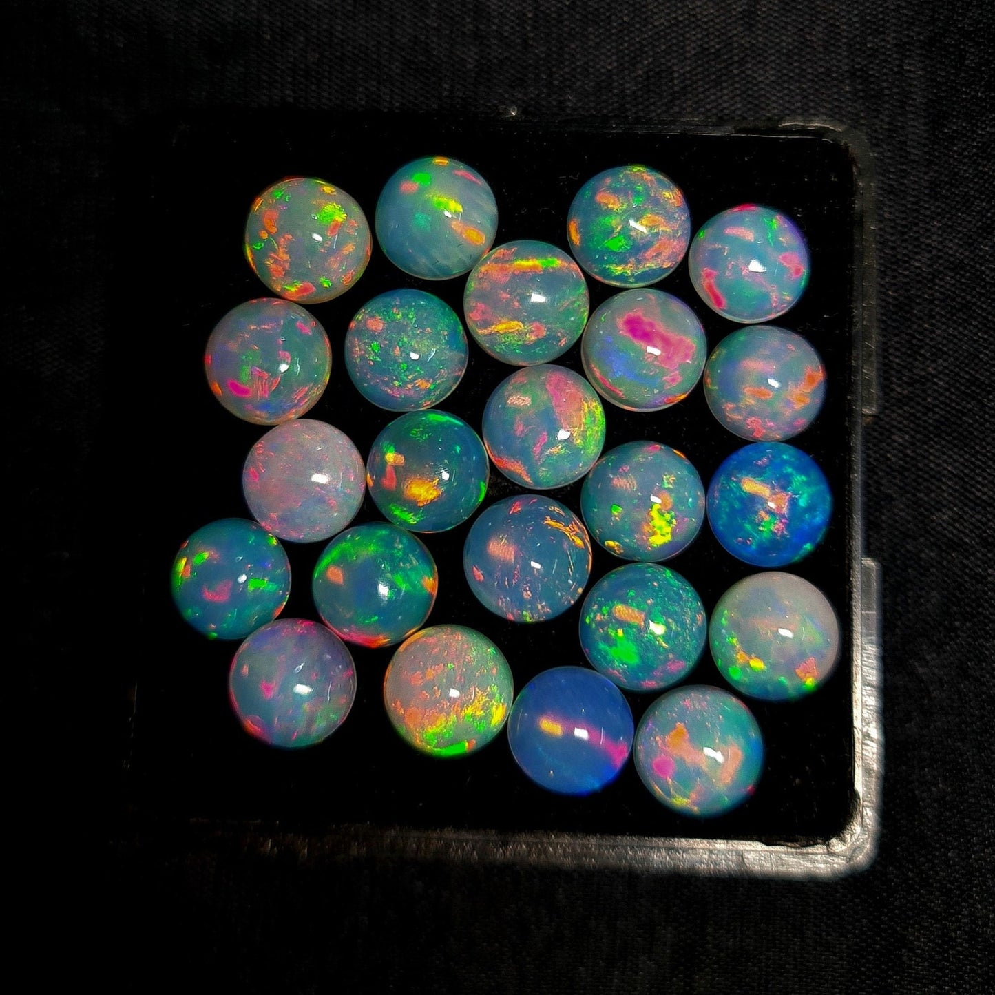 Gorgeous Ethiopian Opal 8 mm Calibrated Round Cabochon, Multi Play Fire High Quality Gemstone, Use for Jewelry (Natural)