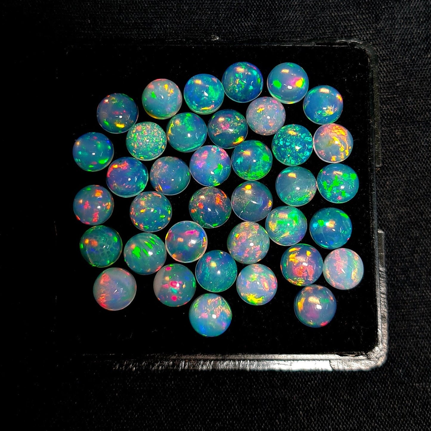 Natural Ethiopian Opal 6 mm Round Cabochon, Multi Fire Opal Gemstone, AAA Quality Opal Cabs Lot For Jewelry Making.