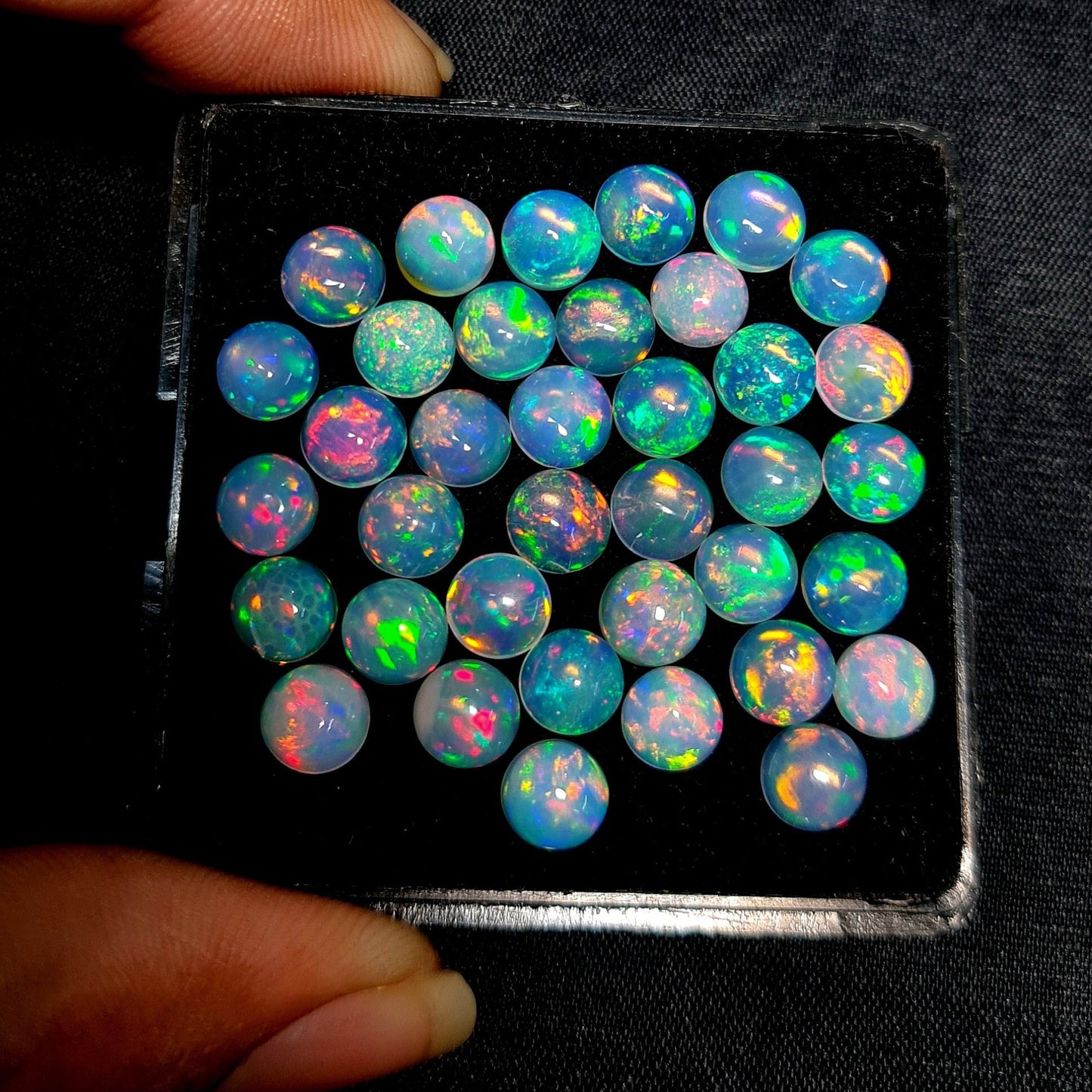 Natural Ethiopian Opal 6 mm Round Cabochon, Multi Fire Opal Gemstone, AAA Quality Opal Cabs Lot For Jewelry Making. (Natural)