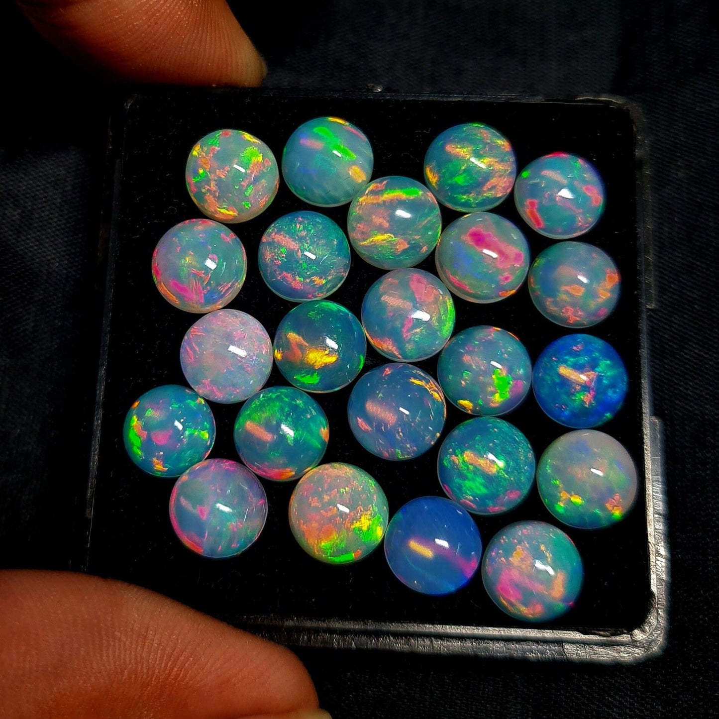 Gorgeous Ethiopian Opal 8 mm Calibrated Round Cabochon, Multi Play Fire High Quality Gemstone, Use for Jewelry (Natural)