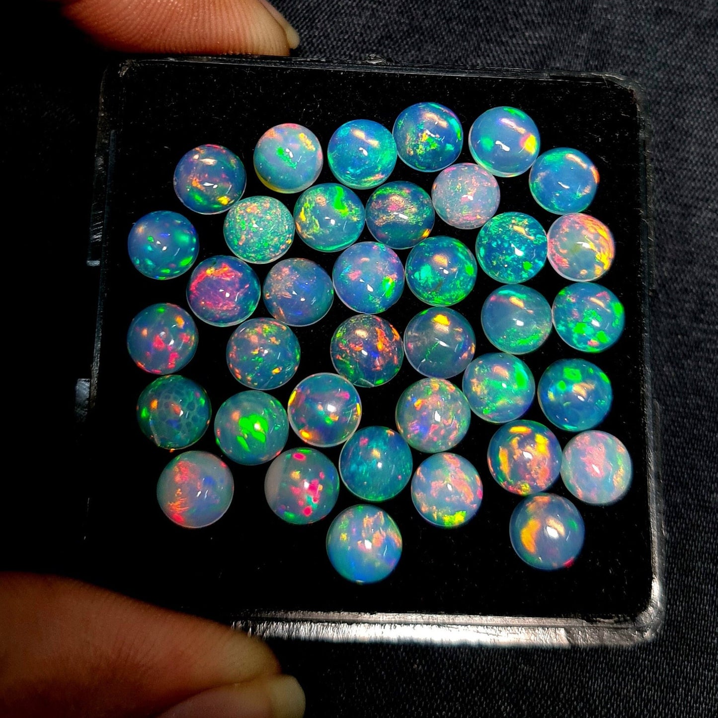 Natural Ethiopian Opal 6 mm Round Cabochon, Multi Fire Opal Gemstone, AAA Quality Opal Cabs Lot For Jewelry Making. (Natural)