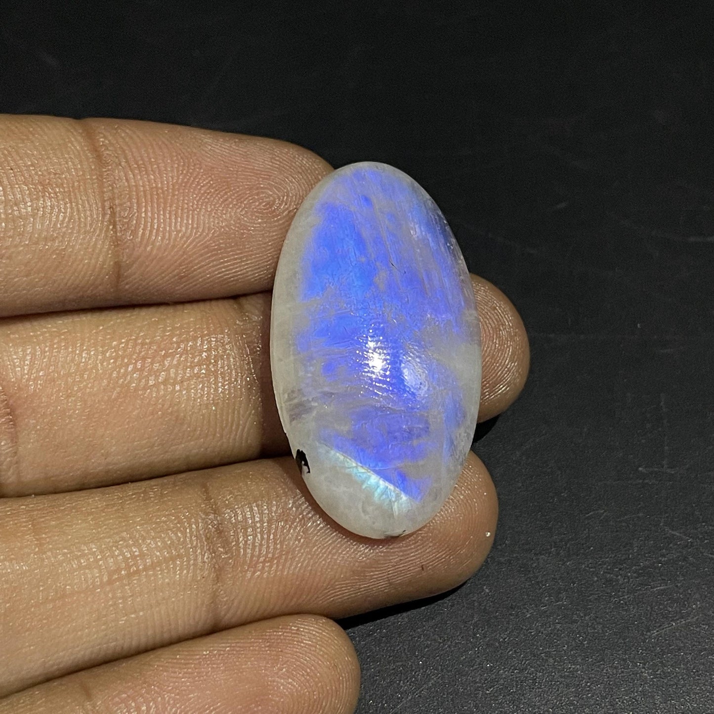 Natural Blue Rainbow Moonstone Oval Cabochon, 35x19x5 mm, 40 Carats, Loose Gemstone for Jewelry Making