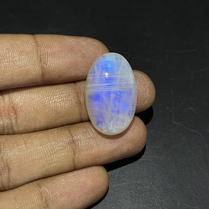 Natural Blue Rainbow Moonstone Oval Cabochon, 35x19x5 mm, 40 Carats, Loose Gemstone for Jewelry Making