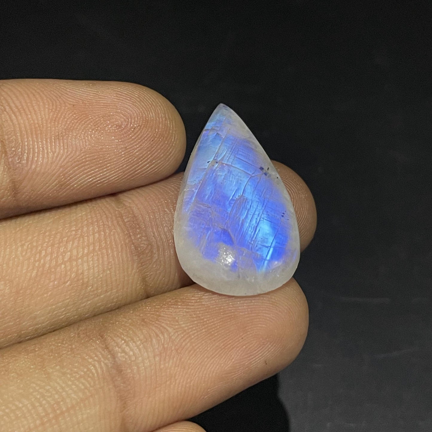 Rainbow Moonstone Pear Cabochon, 24x18x6 mm, 23.3 Carats, Loose Gemstone for Jewelry Making