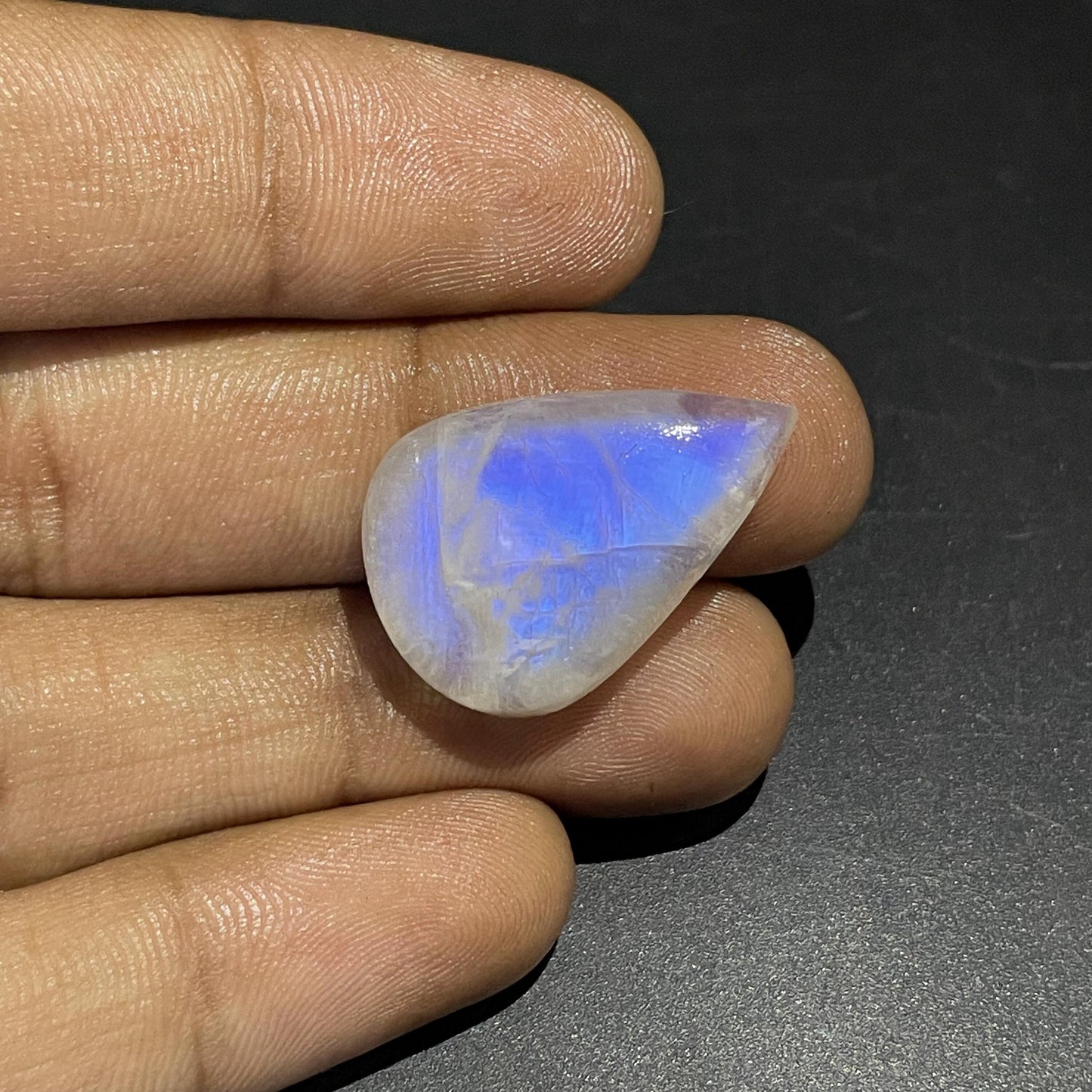 Natural Blue Rainbow Moonstone Oval Cabochon, 35x19x5 mm, 40 Carats, Loose Gemstone for Jewelry Making